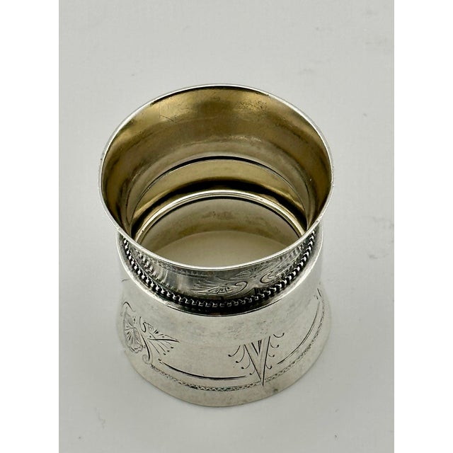 Unusual Style Extra Large Size Antique American Heavy Solid Coin Silver Napkin Ring - Circa 1860s For Sale - Image 14 of 17