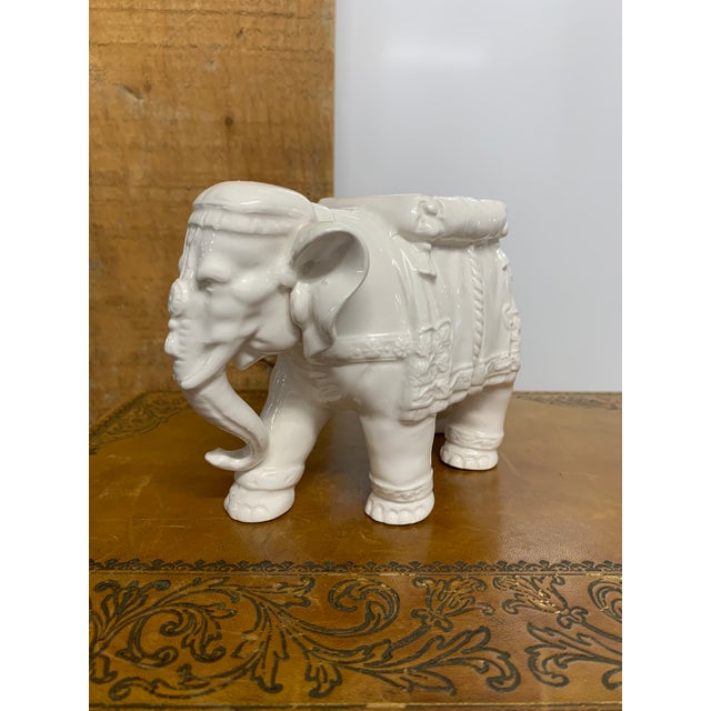 Small Vintage Porcelain Blanc De Chine Elephant Figurine Planter