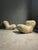 Great pair of sculptural lounge chairs upholstered in leather, France 1960/70’s. W - 50, H- 56, D- 70 cm.
