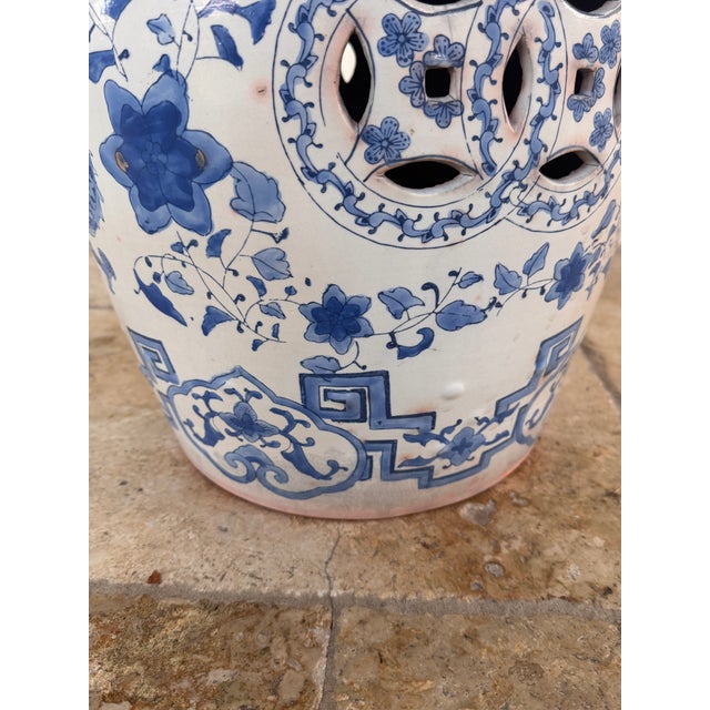 Ceramic Vintage Terracotta Blue and White Chinese Garden Stool For Sale - Image 7 of 9