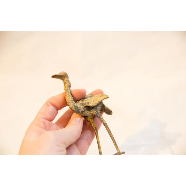 African Vintage African Light Patina Bronze Ostrich For Sale - Image 3 of 8