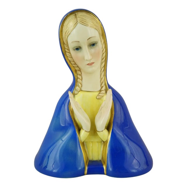 20th Century Ceramic Bust of the Madonna from Lenci, Turin, Italy For Sale