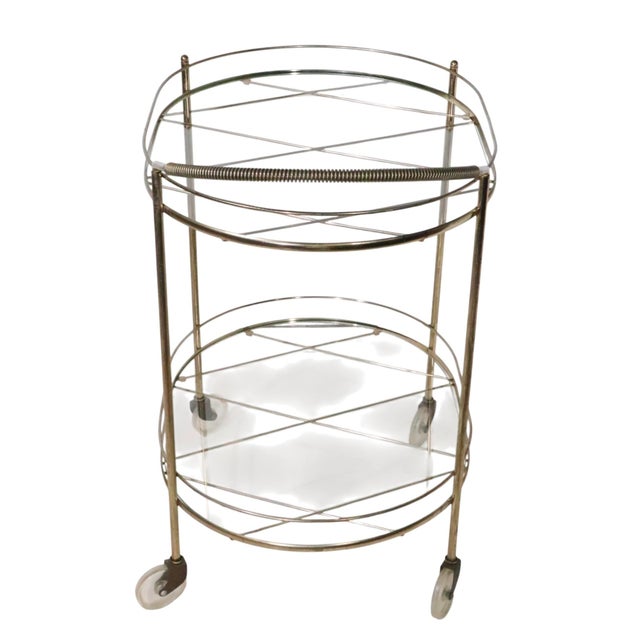 Tommi Parzinger Mid Century Hollywood Regency Rolling Bar Serving Cart For Sale - Image 4 of 12