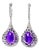 Late 20th Century Pair of 14K White Gold Diamond Cabochon Amethyst Hanging Earrings For Sale