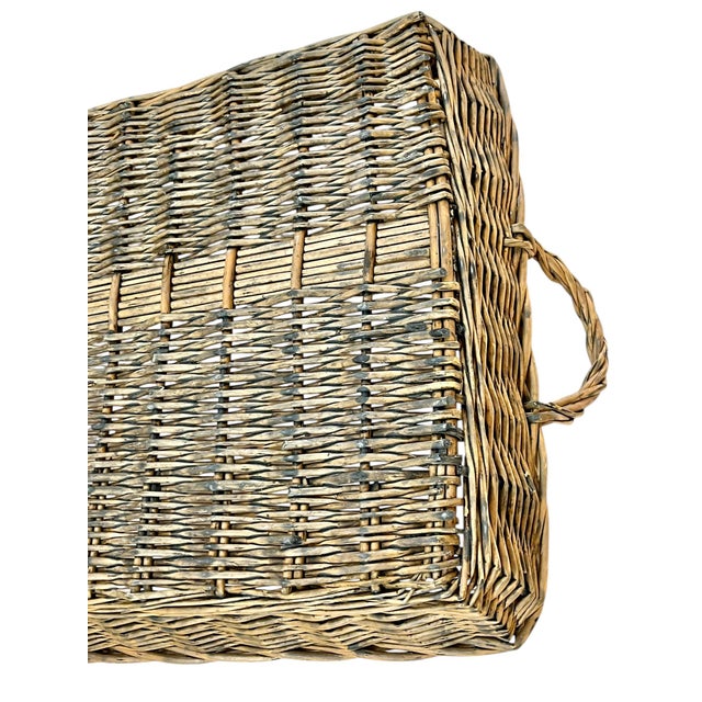 Brown Vintage French Provincial Wicker Gallery Tray For Sale - Image 8 of 11