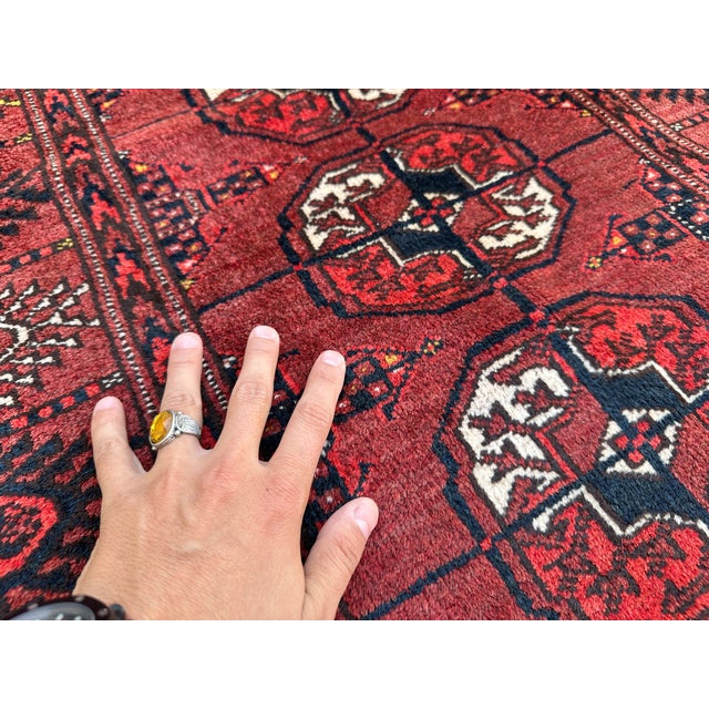 Antique Red Bukhara Hand-Knotted Wool Runner - 6'3" X 3'9" For Sale - Image 10 of 15