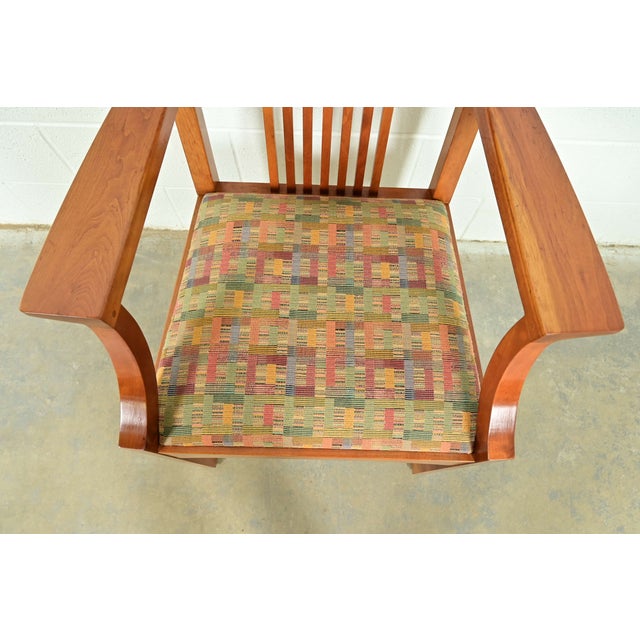 Brown Stickley Arts & Crafts Cherry Wood High Back Spindle Dining Chairs, Set of Six For Sale - Image 8 of 15