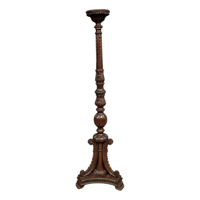 Renaissance Style Torchiere in Carved Walnut, 1850s For Sale