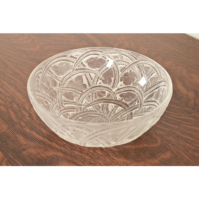 Lalique Lalique "Pinsons" Art Deco Frosted Crystal Glass Bowl For Sale - Image 4 of 10