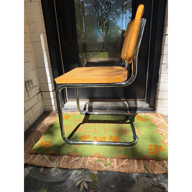 Beautiful classic Bauhaus / mid-century modern design featuring woven cane seats and back, warm bentwood frames and...