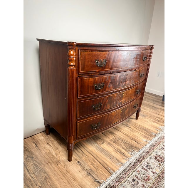 Antique Sheraton Mahogany Bowfront Chest C. Early 19th Century For Sale - Image 4 of 15