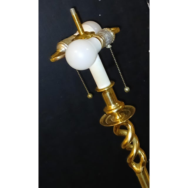 Mid-Century Modern Vintage Hollywood Regency Brass Triple Helix Floor Lamp For Sale - Image 3 of 6