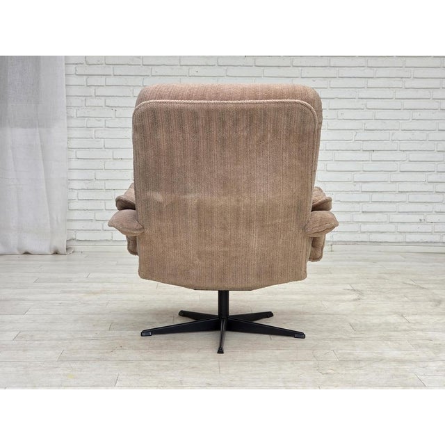 Danish Swivel Armchair in Beige Furniture Fabric, 1970s For Sale - Image 13 of 18