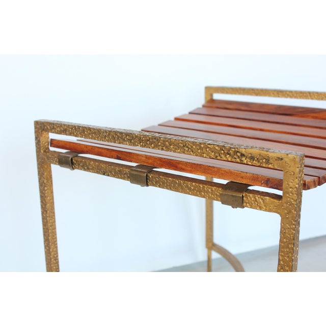 Mid Century Modern Hand Hammered Wood Slat Bench Chairish