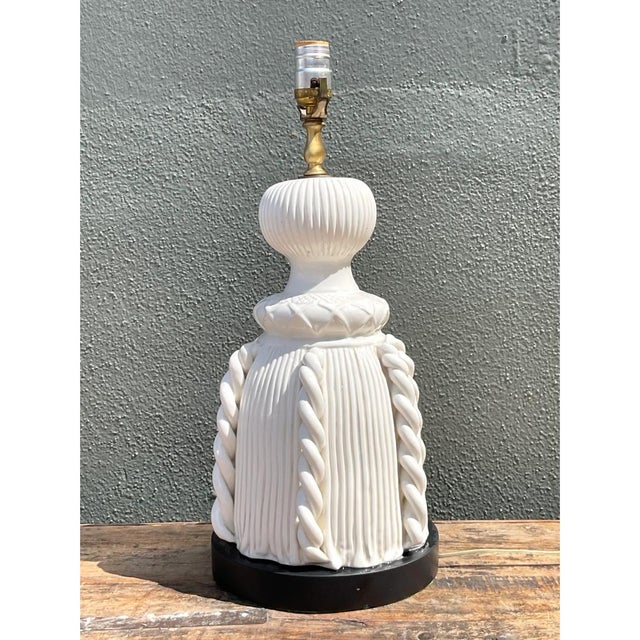 Vintage Ceramic Rope Detail Table Lamp For Sale In West Palm - Image 6 of 12