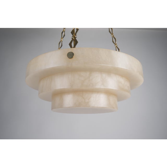 Art Deco style Pendant, Polished Brass, Fine polished and lacquered brass, Alabaster, W450xH780mm, 6xE14 I have official...