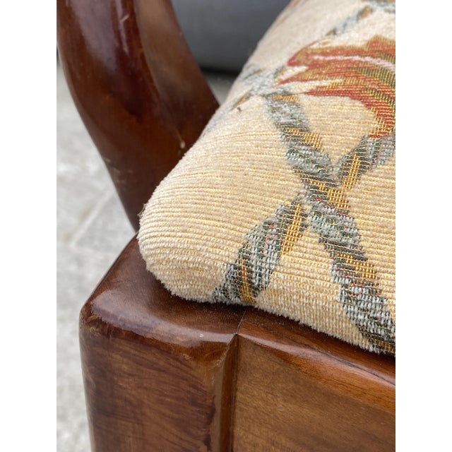 Antique Rustic Office Chair in Cherrywood and Fabric, 1950s For Sale - Image 14 of 18
