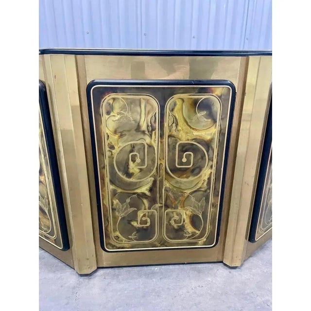 1970s Bernhard Rohne for Mastercraft Etched Brass Sideboard Credenza For Sale - Image 10 of 12