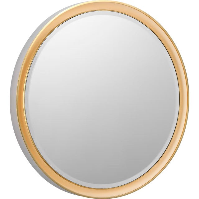 Transitional Thomas O'Brien for Visual Comfort Signature Tricia 30" Illuminated Round Mirror in Polished Nickel and Gild For Sale - Image 3 of 10