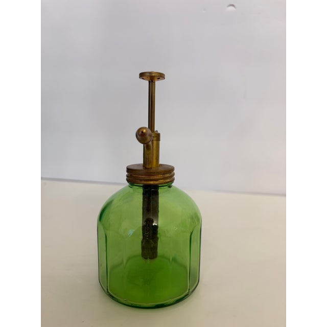 Mid-Century Modern Vintage Glass Green Mister Sprayer Bottle Watering Atomizer For Sale - Image 3 of 5