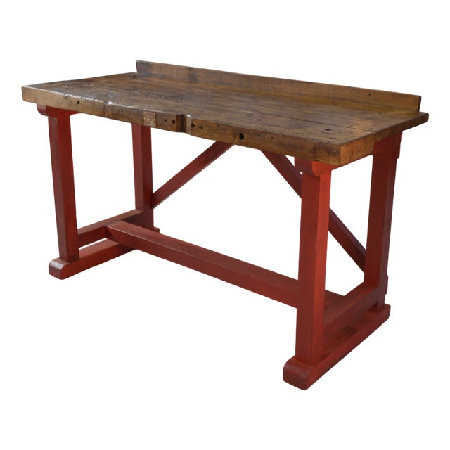 Industrial Beech Workshop Workbench, 1950s For Sale