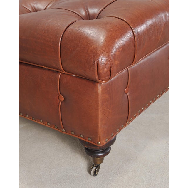 Ralph Lauren English Brierly Leather Writer's Ottoman 4 Ft For Sale - Image 17 of 18
