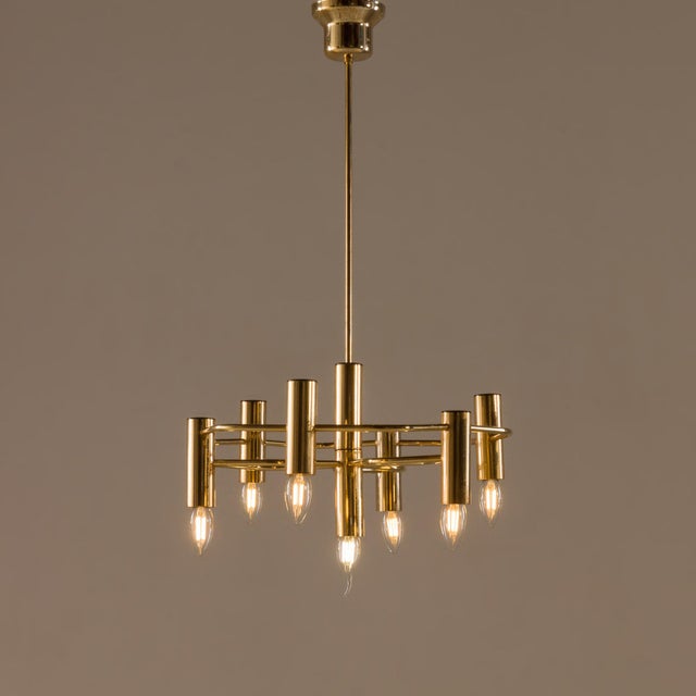 Vintage Geometric Brass Chandelier from Gaetano Sciolari, 1970s For Sale - Image 13 of 13