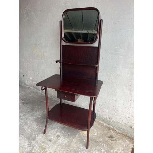 Brown Vintage Art Deco Vanity Table with Mirror, 1930s For Sale - Image 8 of 8