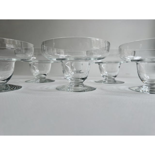 Mid 20th Century Mid 20th Century Wide Clear Glass Pedestal Dishes - Set of 6 For Sale - Image 5 of 13