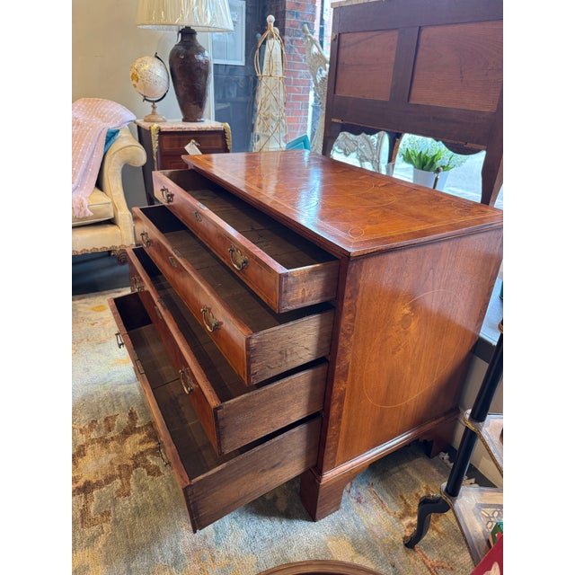 19th Century Antique George III Style Burled Walnut Chest of Drawers For Sale - Image 4 of 6