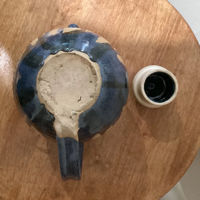 Ecru Vintage Stoneware Drizzled Glazed Studio Pottery Teapot by Allison Fisher England For Sale - Image 8 of 12