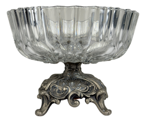 Vintage Crystal Glass Bowl with Metal Base from Fadalti, Italy, 1960s