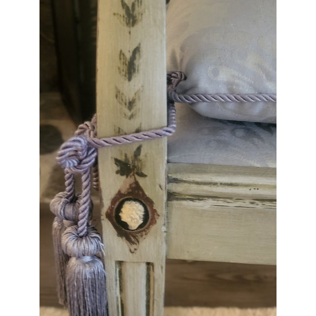French Vintage Louis XVI Revival Grey Painted Armchair With Wedgwood-Style Medallions For Sale - Image 9 of 11