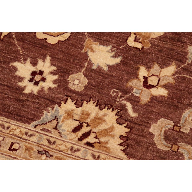 1990s Shabby Chic Ziegler Brown Beige Hand-Knotted Wool Rug - 8'1'' X 9'9'' For Sale - Image 5 of 8