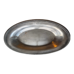Mid 20th Century Silver-Plated Oval Bread Tray With Gadroon Tight Rope Edge Detailing