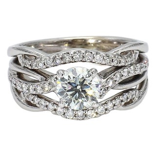 Nature-Styled Ring With Natural Diamonds & 14k White Gold, Size 5.25 For Sale