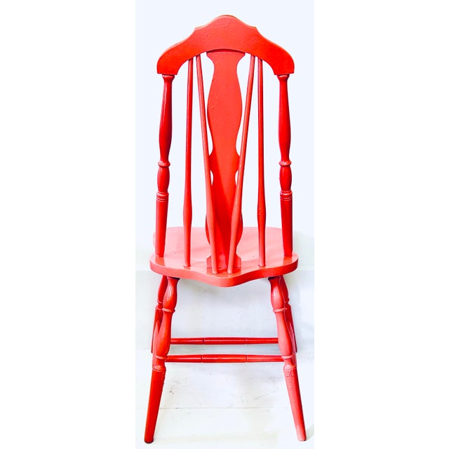 Farmhouse Spindle Back Pink Chair For Sale - Image 3 of 5