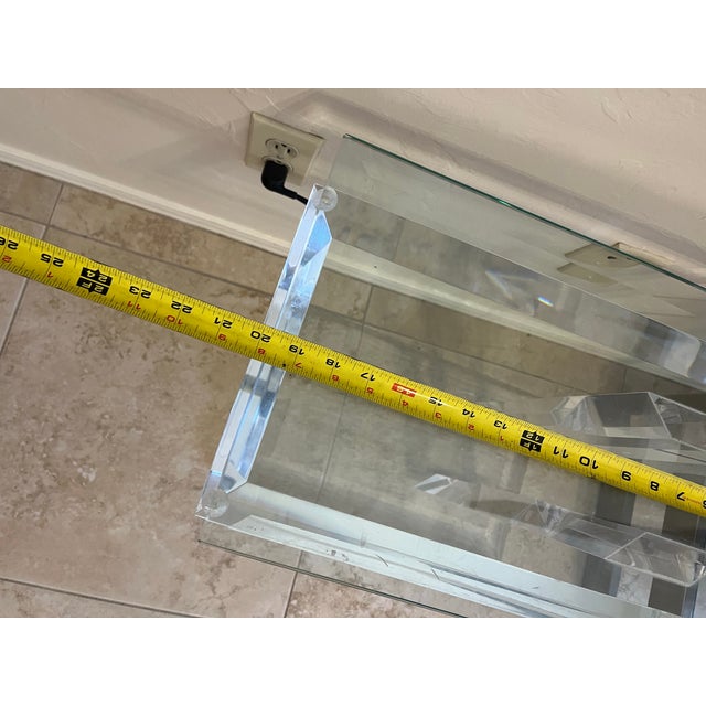 1980s Mid Century Modern Lucite Glass Side Table Style of Karl Springer For Sale - Image 9 of 12