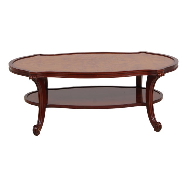 Gorgeous Burl Wood 2 Tier Coffee Table For Sale