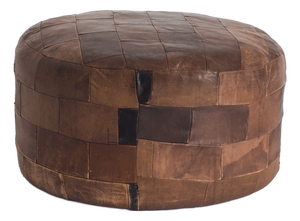 Vintage Leather Patchwork Ottoman, 1960s