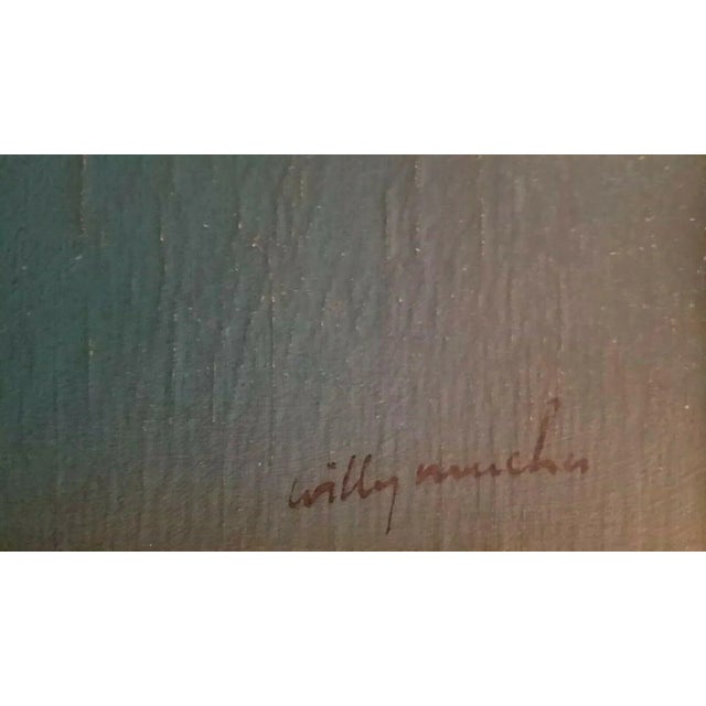 Paint Large Mid Century Modern Abstract Expressionist Painting by Willy Mucha Well Listed For Sale - Image 7 of 9