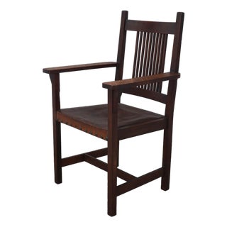 L&jg Stickley Mission Oak Spindle Back Armchair For Sale