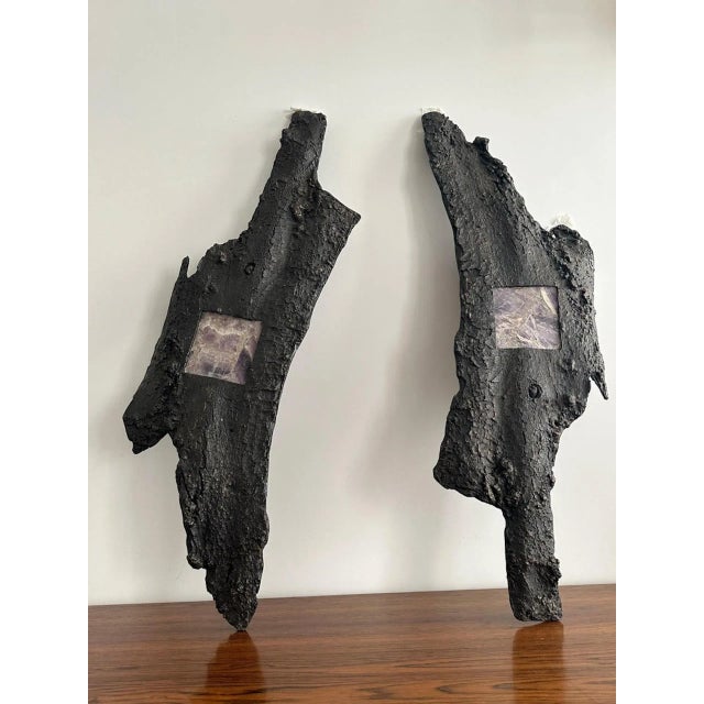 Bronze & Amethyste Wall Lights in the style of Marc Du Plantier, Set of 2 For Sale - Image 12 of 13