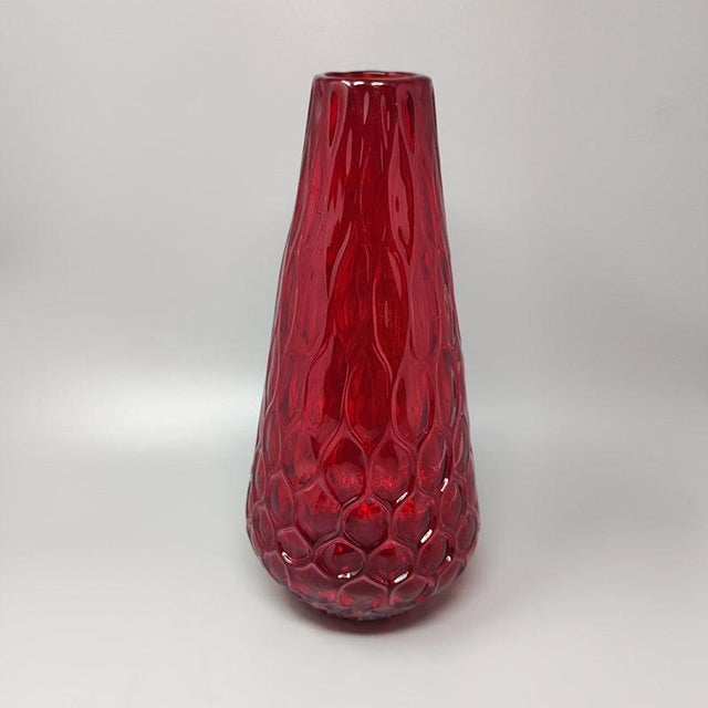 Glass Mid-Century Modern Ruby Red Murano Glass Vase by Ca Dei Vetrai, 1960s For Sale - Image 7 of 7