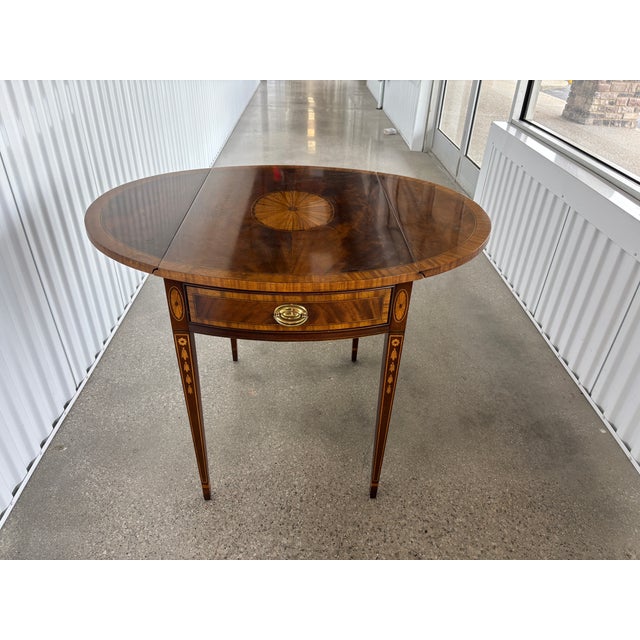 Councill Furniture 1980s Mahogany Hepplewhite Pembroke Table For Sale - Image 4 of 8