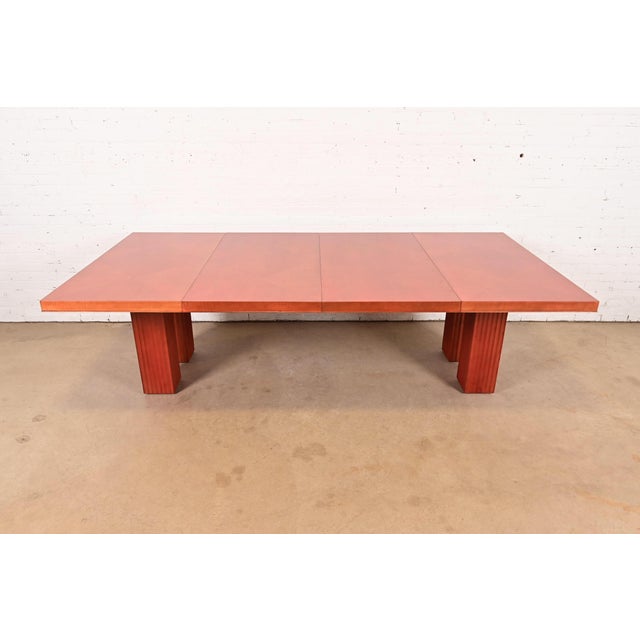 Baker Furniture Modern Art Deco Parquet Top Extension Dining Table, Newly Refinished For Sale - Image 12 of 17