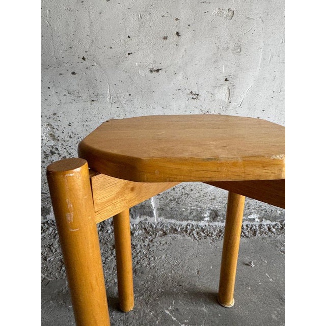 Vintage Stool in Wood with Organically Shaped Top For Sale - Image 4 of 9