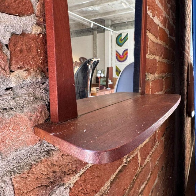 Vintage Danish Irregular Shaped Mirror with Shelf, 1960s For Sale - Image 3 of 5