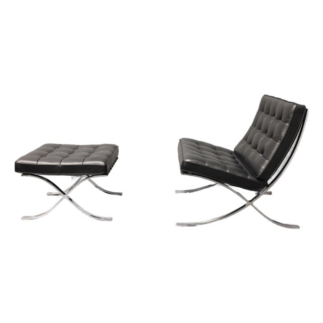 Mies Van Der Rohe for Knoll Barcelona Chair and Stool For Sale
