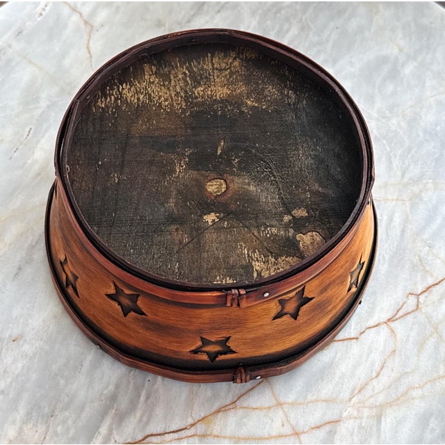 Wood Antique Primitive Pantry Box With Embossed Stars For Sale - Image 7 of 7